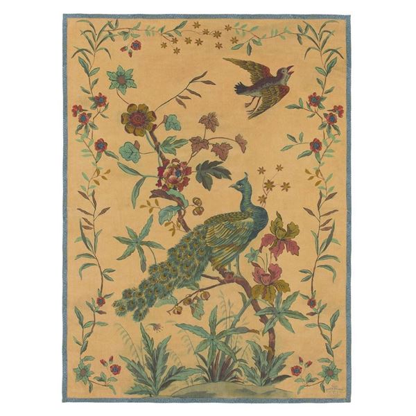 Peacock Toile Throw - Sepia